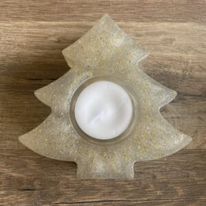 Photophore sapin de Noël blanc argenté