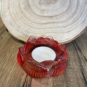 Photophore Fleur de Lotus cristal rouge
