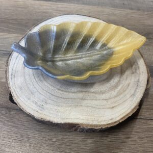 Coupelle décorative motif feuille or et argent