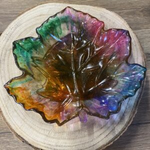 Vide-poche feuille d’érable cristal multicolore