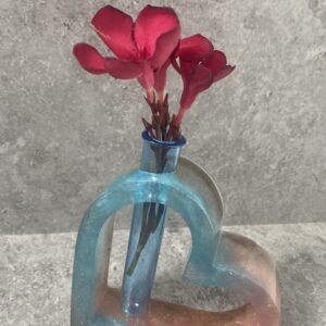 Soliflore cœur bleu et rose