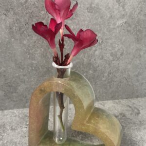 Soliflore cœur vert et rose