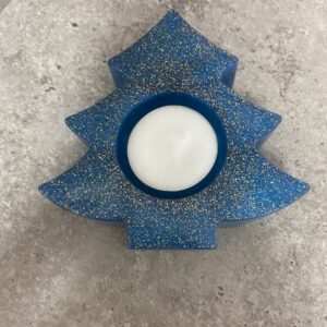 Photophore sapin de Noël bleu