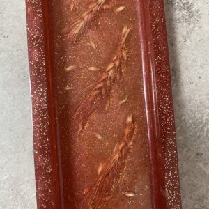Plateau rectangulaire épis de blé rouge orangé
